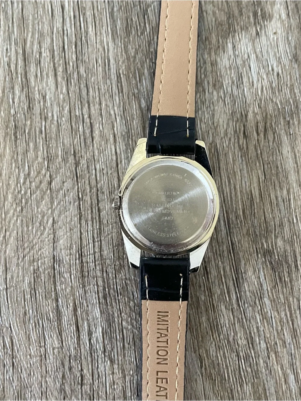 Women’s Classic Analog Watch Black Faux Leather Band Silver Tone Case Cream